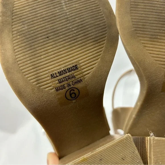 Soda | Block Heel Sandals Tan Ankle Strap Women’s Size 6 - Picture 12 of 12